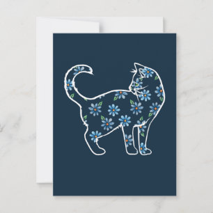 Cartão Postal Gatos Flor Gato Margarida Azul