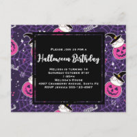 Gatos Fofos e Abóboras Padrão de Halloween de Aniv