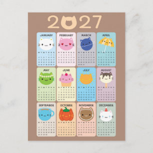 Cartão Postal Gatos Fofos & Kawaii Gatinhos Calendário 2027