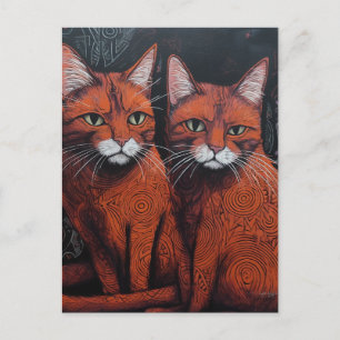 Cartão Postal Gatos Gengibre Únicos