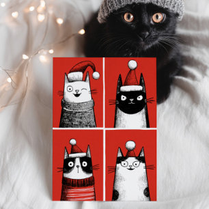Cartão Postal Gatos Lindos do Papai Noel Meowy Natal para Amante