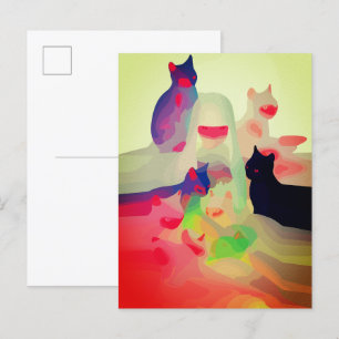 Cartão Postal Gatos Místicos & Espíritos – Arte Abstrato e Vibra