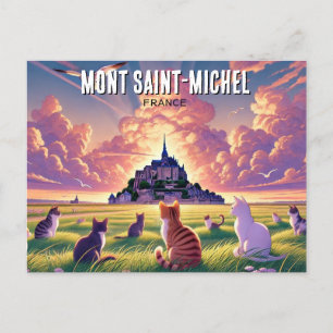 Cartão Postal Gatos no Mont Santo-Michel França