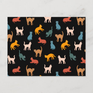 Cartão Postal Gatos no preto
