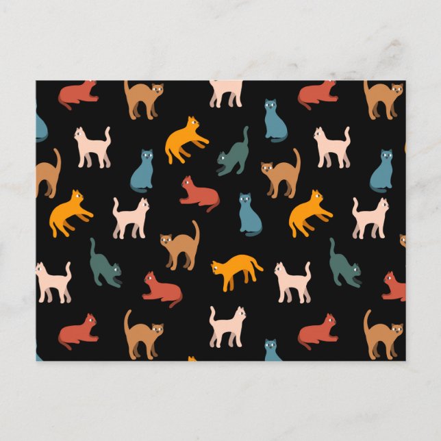 Cartão Postal Gatos no preto (Frente)