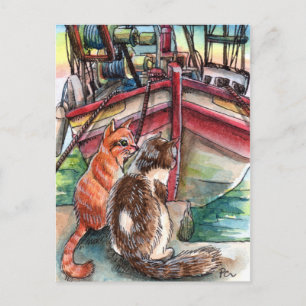 Cartão Postal Gatos pelo Boco