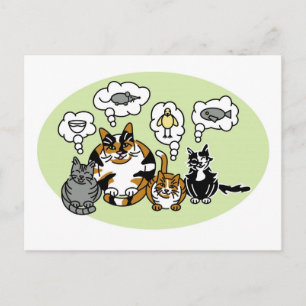Cartão Postal Gatos Pensando