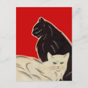 Cartão postal Gatos preto e branco em estilo Art D