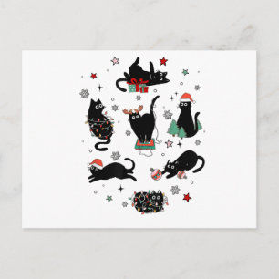 Cartão Postal Gatos Pretos de Natal
