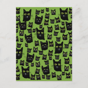 Cartão Postal Gatos Pretos Spooky
