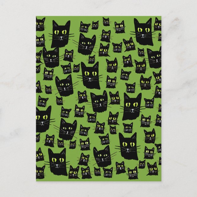 Cartão Postal Gatos Pretos Spooky (Frente)