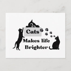 Cartão Postal Gatos Tornam a Vida Mais Brilhante – Doce Inspiraç