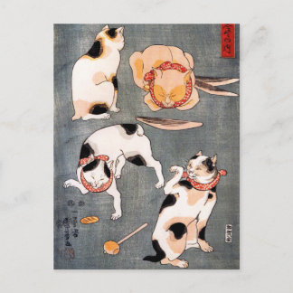 Cartão Postal Gatos, Utagawa Kuniyoshi