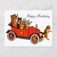 Gatos Vintage de Louis Wain em Carro Feliz Anivers