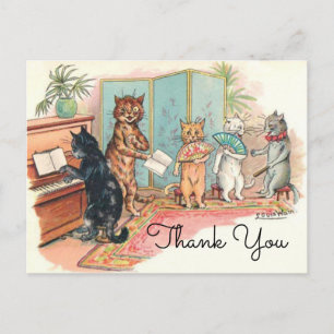 Cartão Postal Gatos Vitorianos de Louis Wain Sala de Música por 