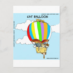 Cartão Postal Gatos Voadores Desenho Animado Divertido