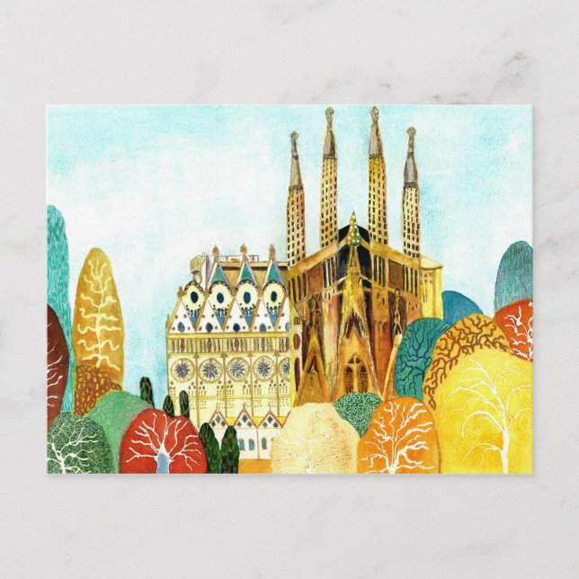 Cartão Postal Gaudi é Barcelona. (Frente)