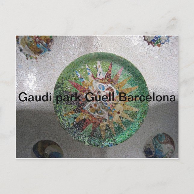 Cartão Postal Gaudi park Guell Barcelona (Frente)