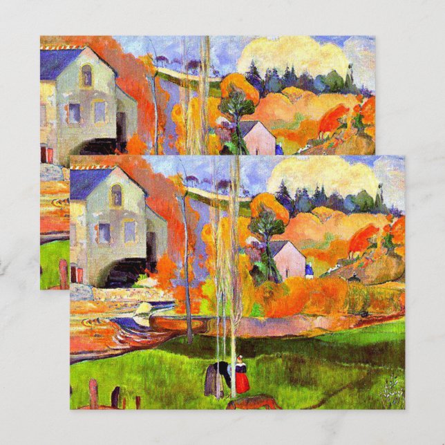 Cartão Postal Gauguin - A Breton Landscape-David's Mill, (Frente/Verso)