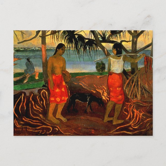 Cartão Postal Gauguin - Abaixo da Árvore Pandanus (Frente)