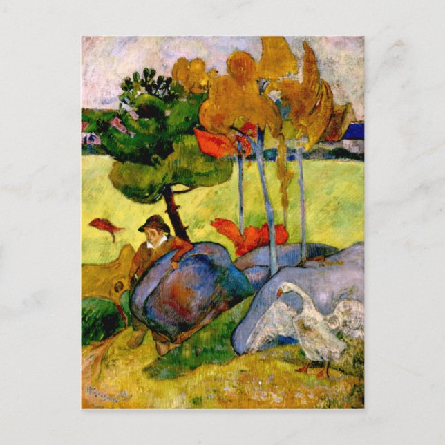 Cartão Postal Gauguin - Breton Boy em uma paisagem (Frente)
