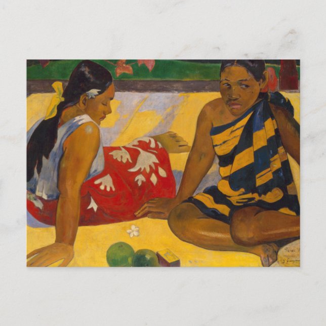 Cartão Postal Gauguin Polinésia Francesa Taiti Pintura de Mulher (Frente)