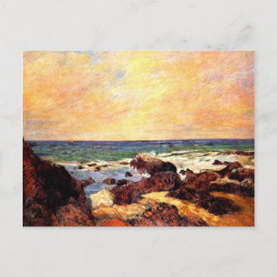Cartão Postal Gauguin - Rocks and Sea, 1886, pintura