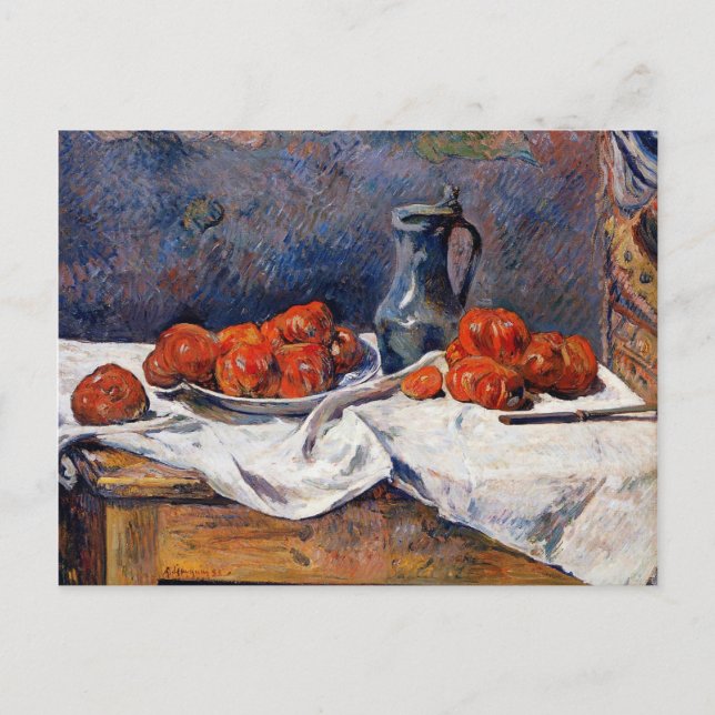 Cartão Postal Gauguin - Tomates e Pewter Tankard em uma Mesa (Frente)