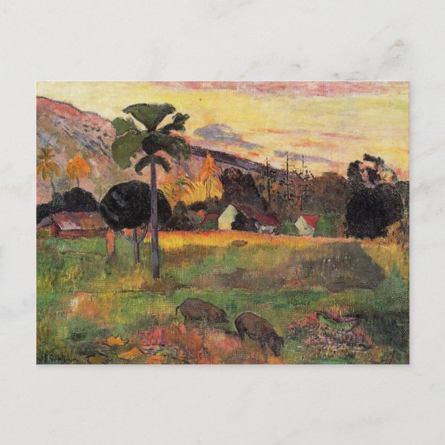 Cartão Postal Gauguin - Venha aqui, pintura de impressionismo (Frente)