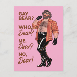 Cartão Postal "Gay Bear? Não, Querido!" – Urso de Couro Sassy