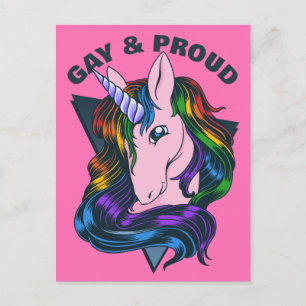 Cartão Postal Gay de Texto Personalizado Unicorn
