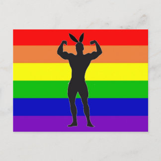Cartão Postal Gay Gym Bunny Pride