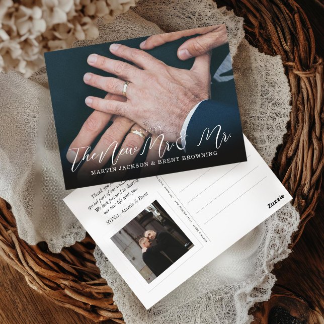 Cartão Postal Gay Newlyweds Sr. e Sr. Photo Obrigado (Criador carregado)