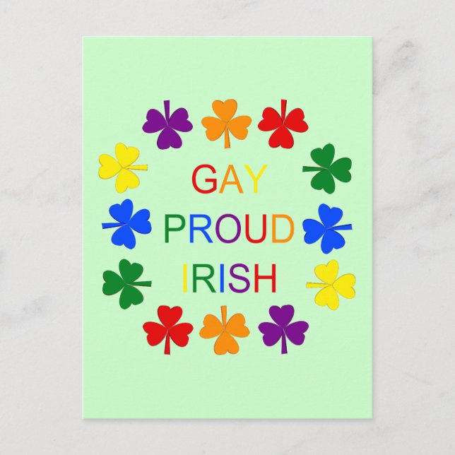 Cartão Postal Gay Orgulho dos Shamrocks LGBT Irlandeses LGBT (Frente)