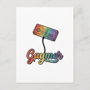 Cartão Postal Gaymer Arco-íris Gamer Camisa Vetorial Design_1