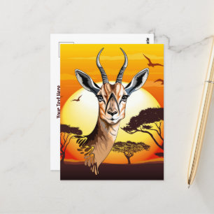 Cartão Postal Gazelle African Antelope Wild Animal