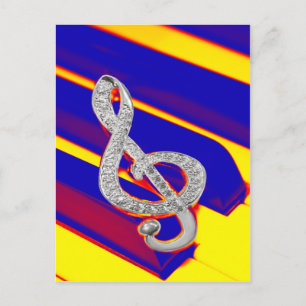 Cartão Postal Gclef Piano Colorido