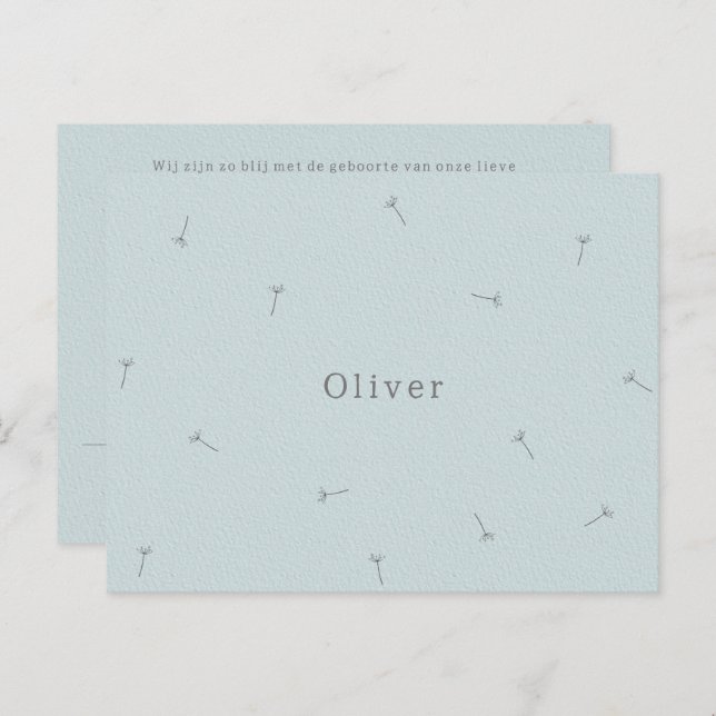Cartão Postal Geboortekaartje Baby Neutraal Lijntekening Bloemen (Frente/Verso)