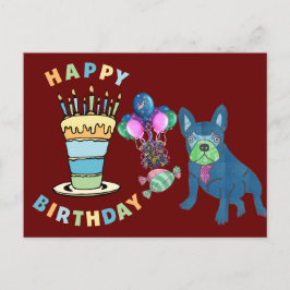 Cartão Postal Geburtstagskarte französische Bulldogge Postkarte