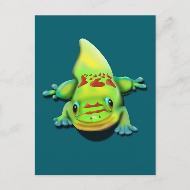 Cartão Postal Gecko do Dia da Pó Dourada (Frente)