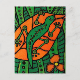 Cartão Postal Gecko Laranja E Verde