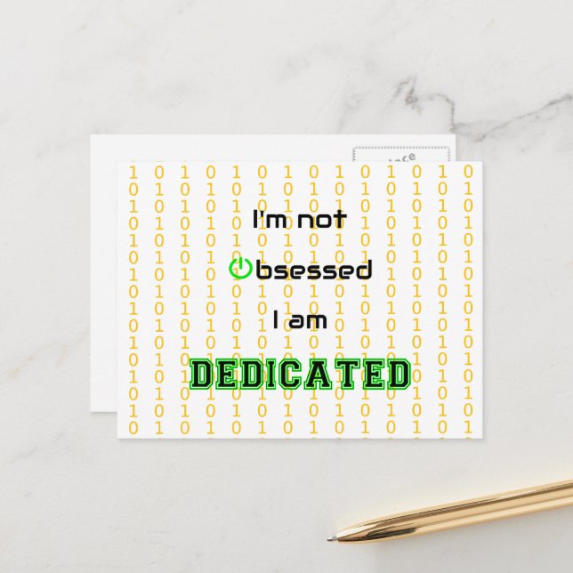 Cartão Postal Geek engraçado dedicado não obcecado (Frente/Verso In Situ)