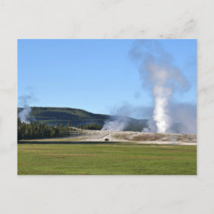 Cartão Postal Géiser Deep Blue e Bisonte em Yellowstone