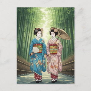 Cartão Postal Geisha em Arashiyama, Japão, Kyoto