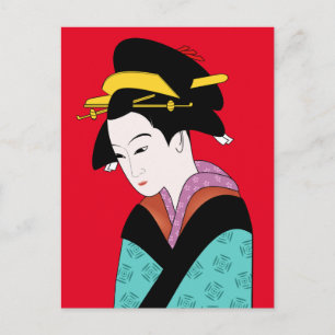 Cartão Postal Geisha Japonês Bonito