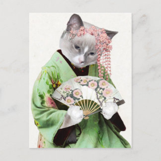 Cartão Postal Geisha Kitten Postcard