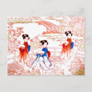 Cartão Postal Geishas no jardim