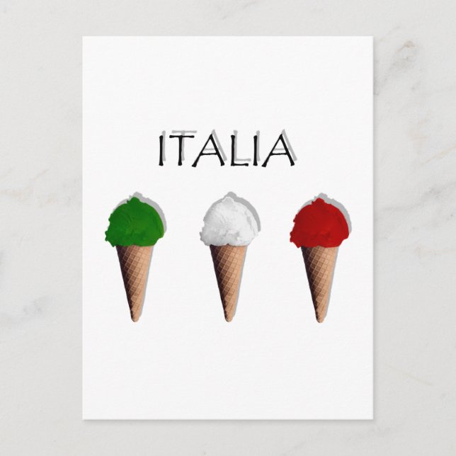 Cartão Postal Gelati Sorvete Italiano bandeira da Itália Italia (Frente)