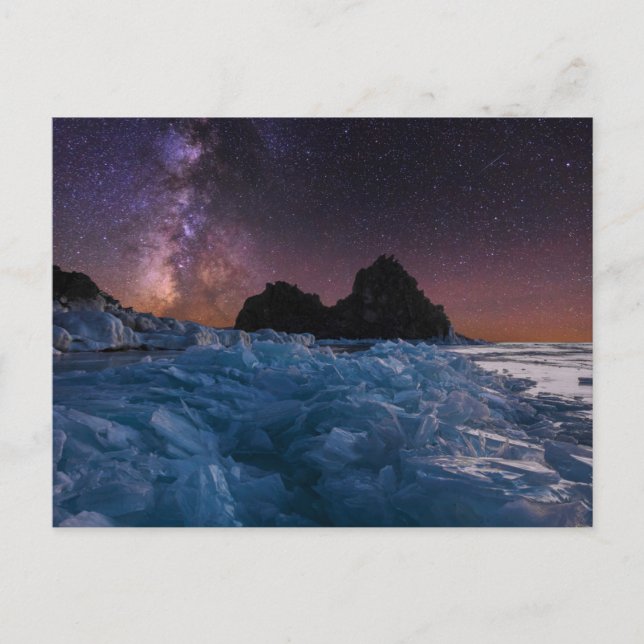 Cartão Postal Gelo e neve | Lago Baikal, Sibéria, Rússia (Frente)