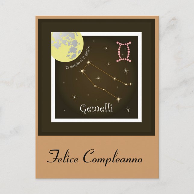 Cartão Postal Gemelli 21 maggio al 21 giugno Postkarte (Frente)